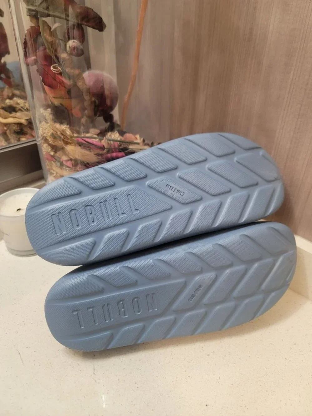 Nobull Unisex Comfort Slides M 12 Comfort Slip On Large Logo NEW Steel Blue